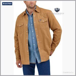 Flannel Lined Work Shirt, Classic Fit, Snap Closure, 4 Pockets